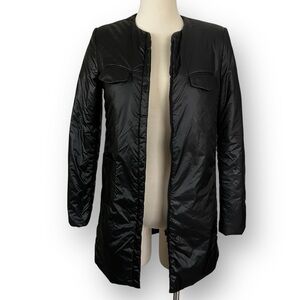 SNOWMAN Black Puffer Jacket Glossy Quilt Finish